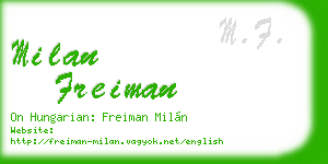 milan freiman business card
